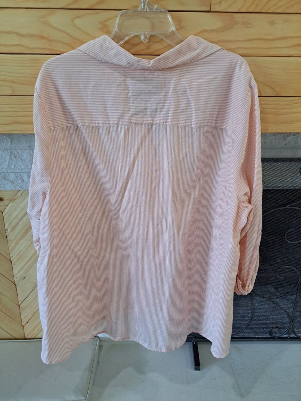 New Size 3XL Style & Co Womens Railroad Embroidered Button-Down Shirt Roll-Tab - Picture 6 of 12